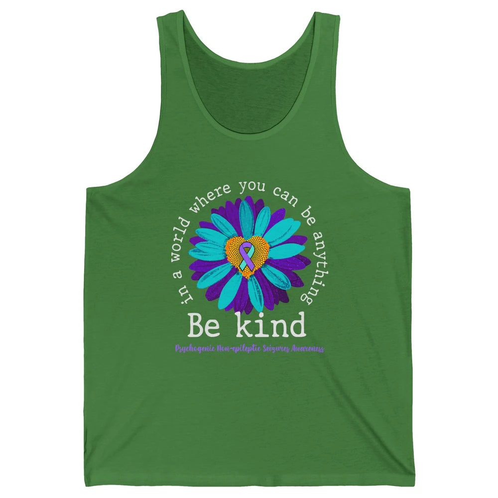 PNES Awareness Purple Teal Ribbon Sunflower Be Kind Unisex Jersey Tank