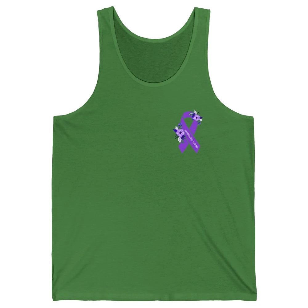 Pancreatic Cancer Awareness Floral Purple Ribbon Rainbow Unisex Jersey Tank