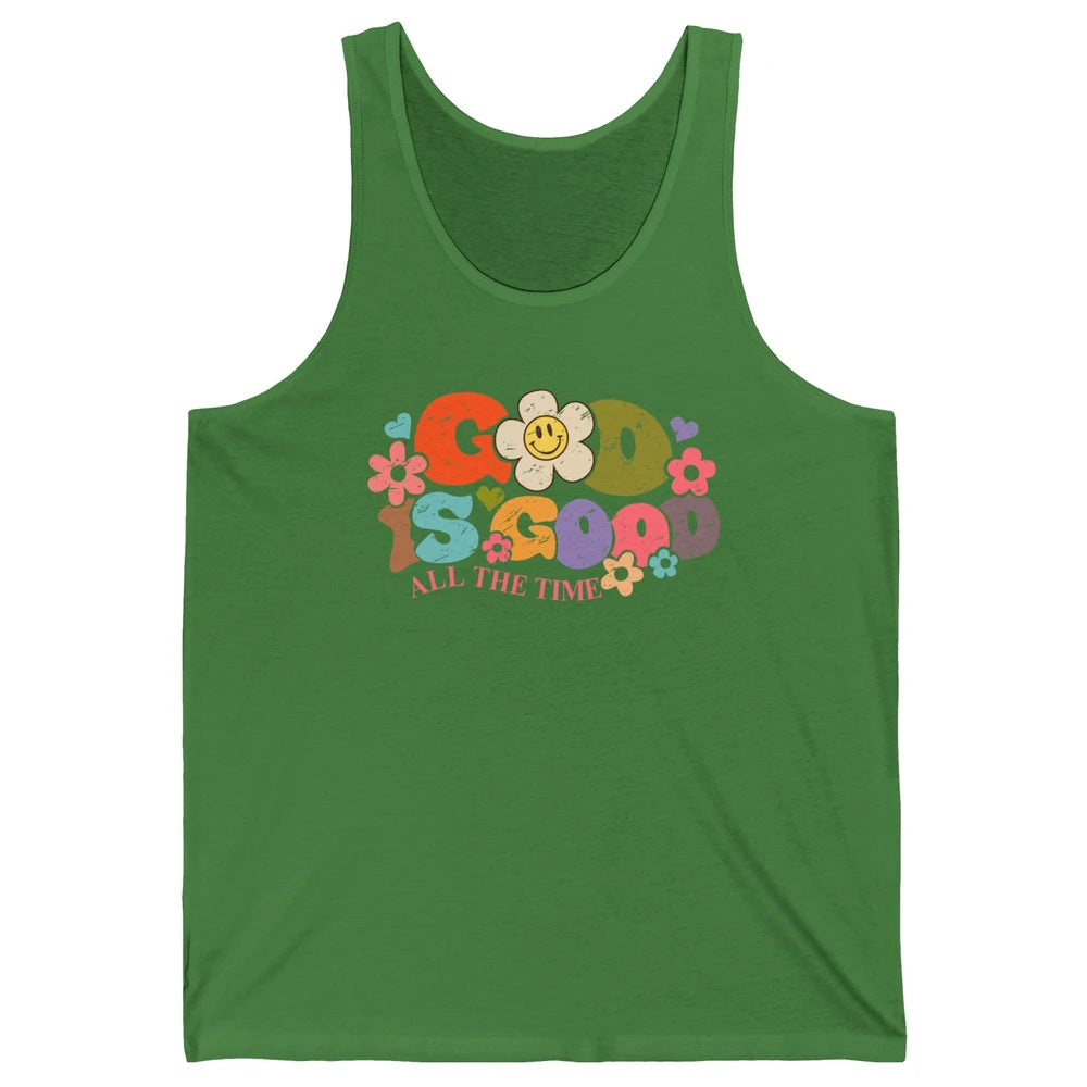Retro Groovy God Is Good All The Time Christian Religious Unisex Jersey Tank