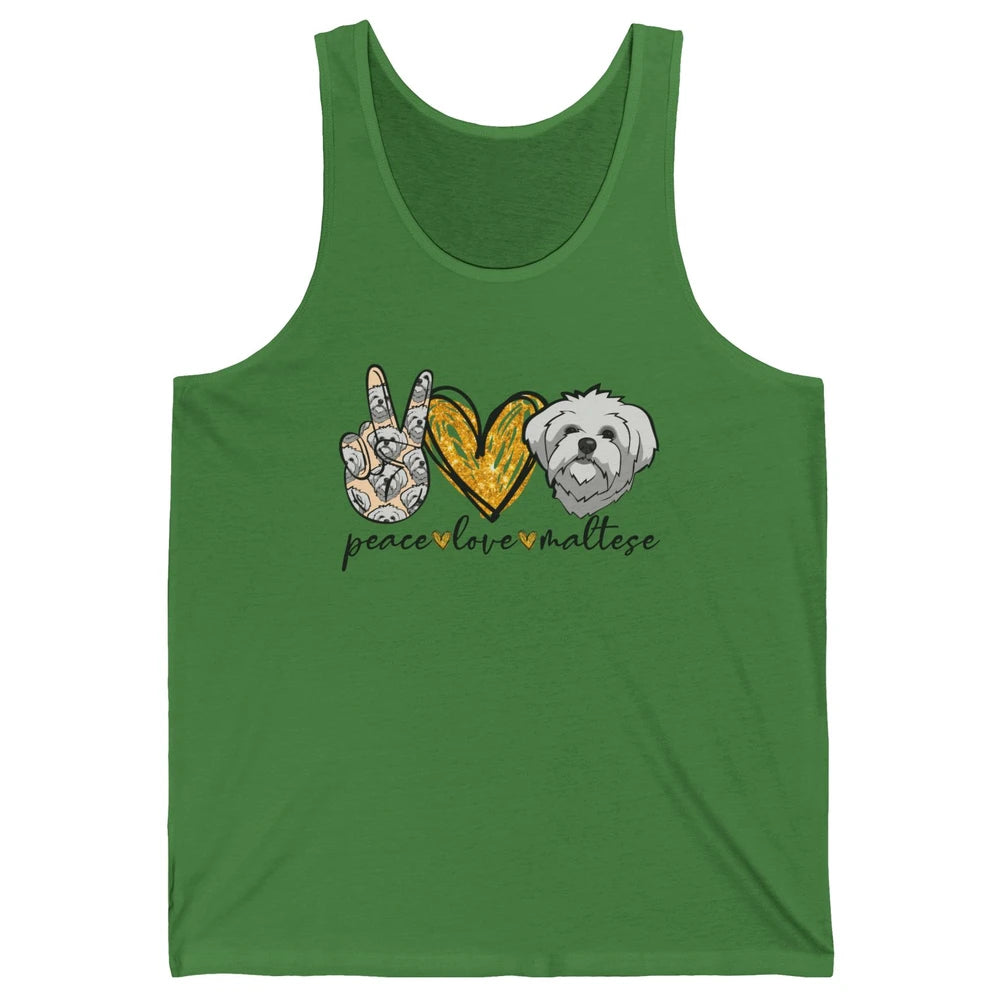 Peace Love Maltese Dog Maltese Dad Mom Mothers Fathers Day Unisex Jersey Tank