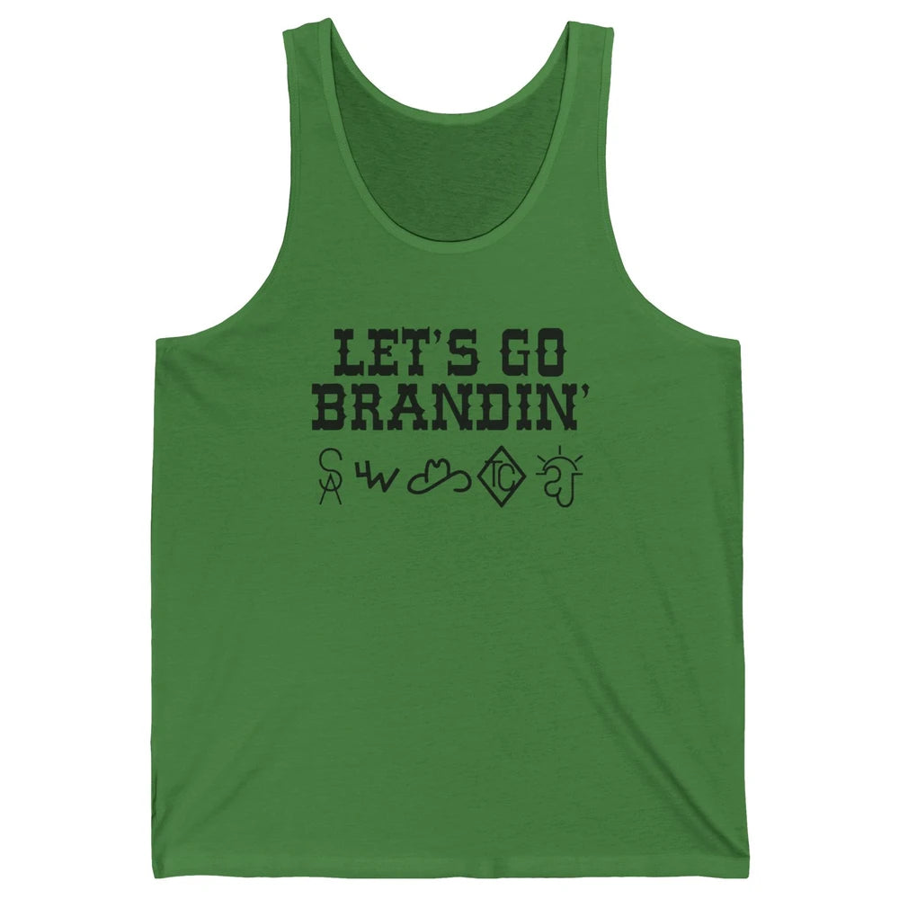 Retro Cowboy Hat Let's Go Brandin' Western Country Symbols Unisex Jersey Tank