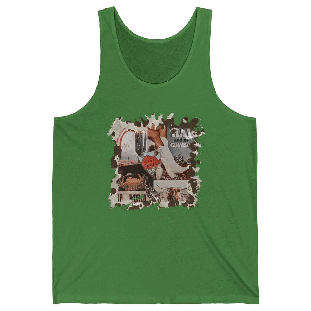 Retro Cowgirl Boots Desert Cactus Go West Western Country Unisex Jersey Tank