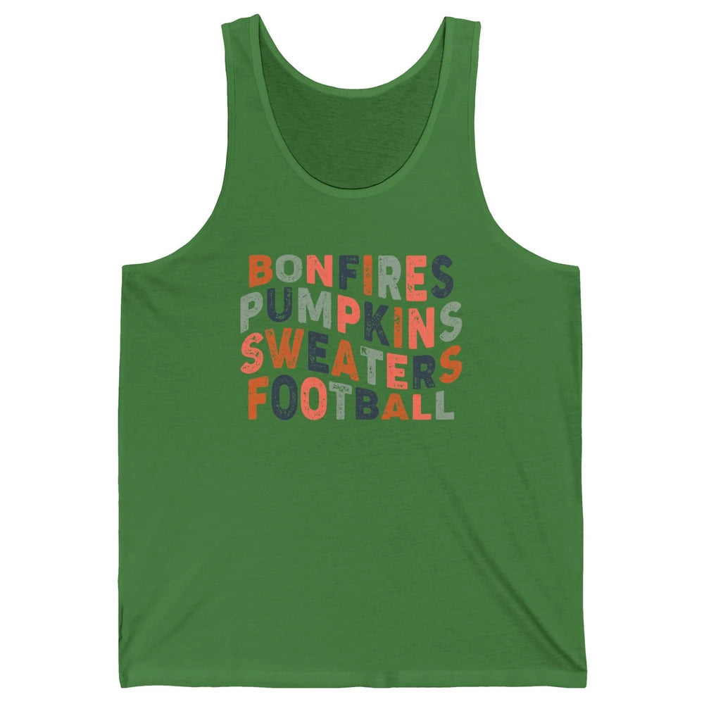 Retro Fall Bonfires Pumpkins Swaeaters Football Thanksgiving Unisex Jersey Tank