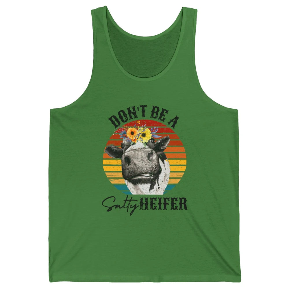 Retro Floral Heifer Don't Be A Salty Funny Heifer Cow Farmer Unisex Jersey Tank