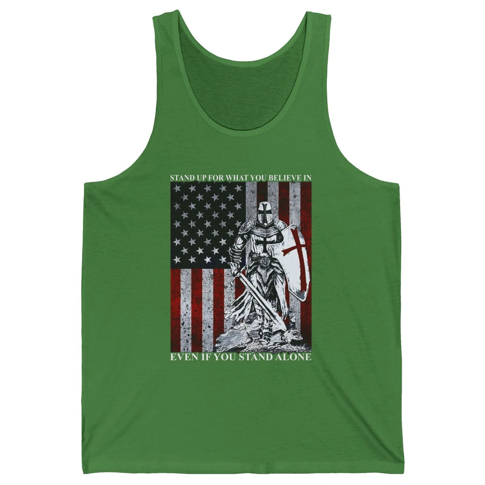 Retro Knight Templar US Flag Stand For What You Believe In Unisex Jersey Tank