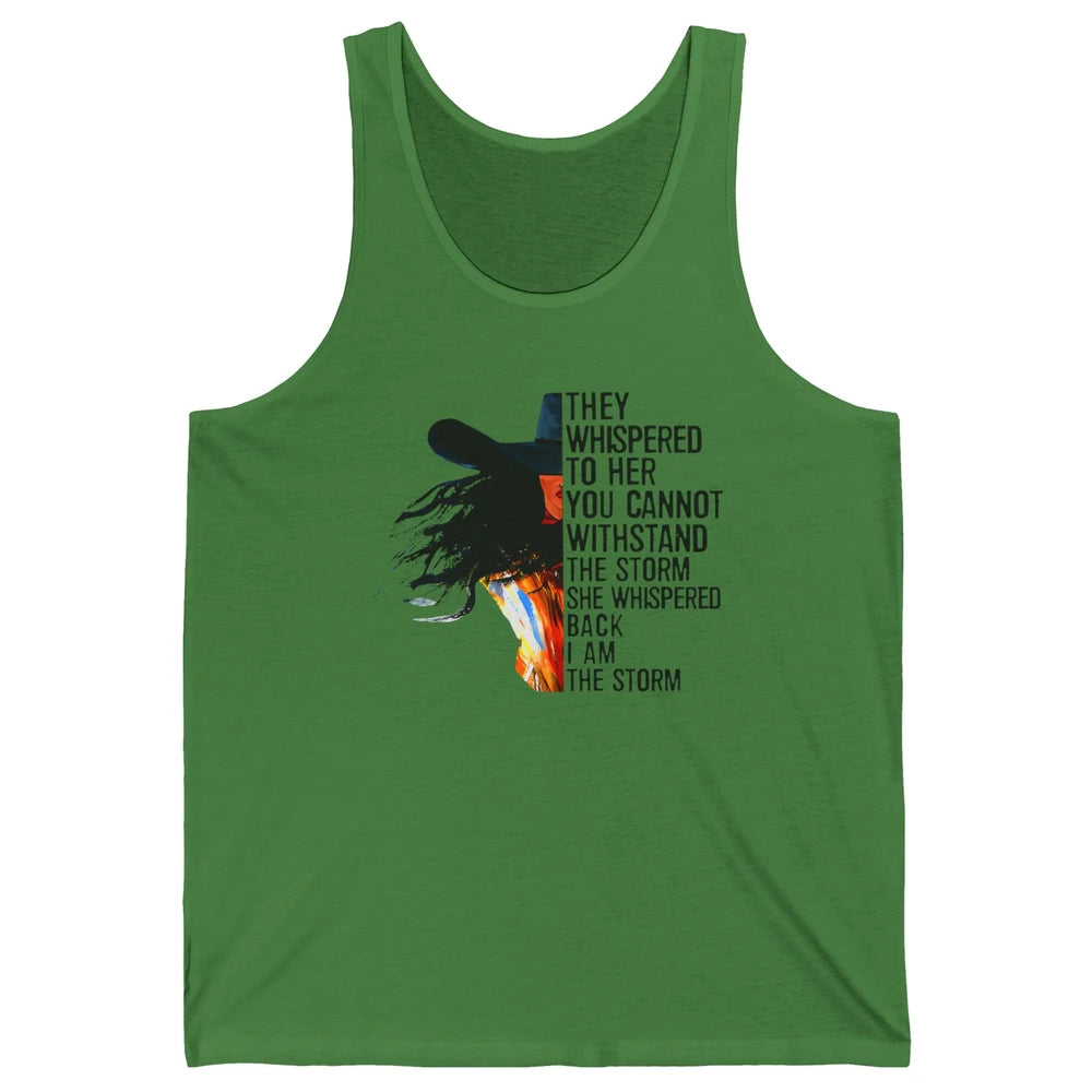 Retro Cowgirl She Whispered Back I Am The Storm Western Unisex Jersey Tank