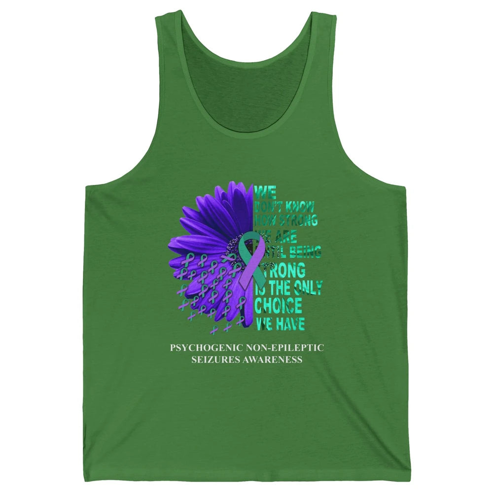 PNES Awareness We Don't Know How Strong Purple Teal Ribbon Unisex Jersey Tank