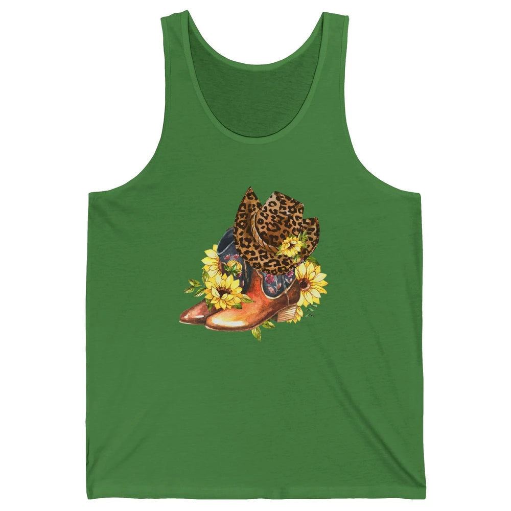 Retro Leopard Cowboy Boots Let's Go Girls Western Cowgirls Unisex Jersey Tank