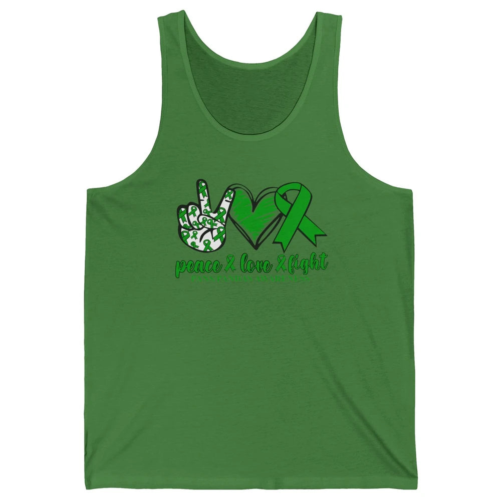 PANS/PANDAS Awareness Green Ribbon Peace Love Cure Unisex Jersey Tank