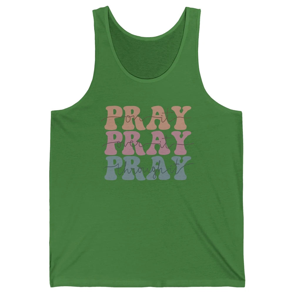 Retro Pray On It Over It Christian Bible Faith In Jesus Unisex Jersey Tank
