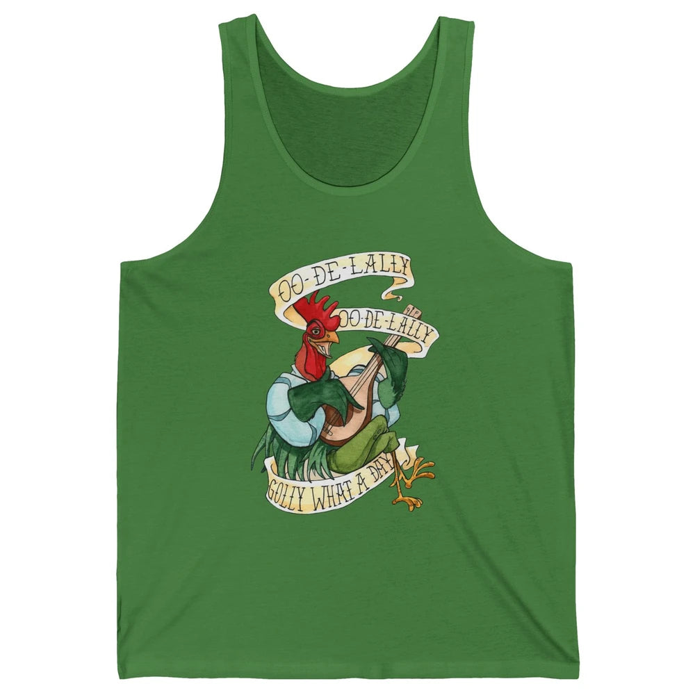 Funny Chicken Rooster Play Banjo What A Day Musician Rooster Unisex Jersey Tank