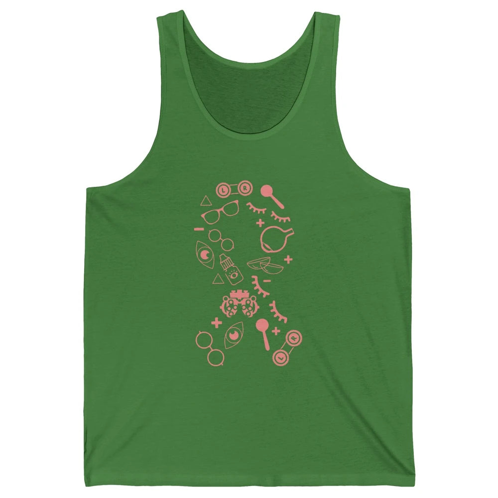 Optical Symbol Pink Ribbon Breast Cancer Support Optometrist Unisex Jersey Tank