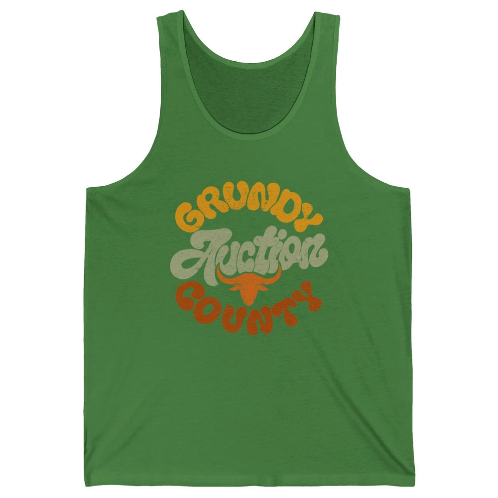 Retro Cow Cattle Grundy County Auction Western Country Farm Unisex Jersey Tank