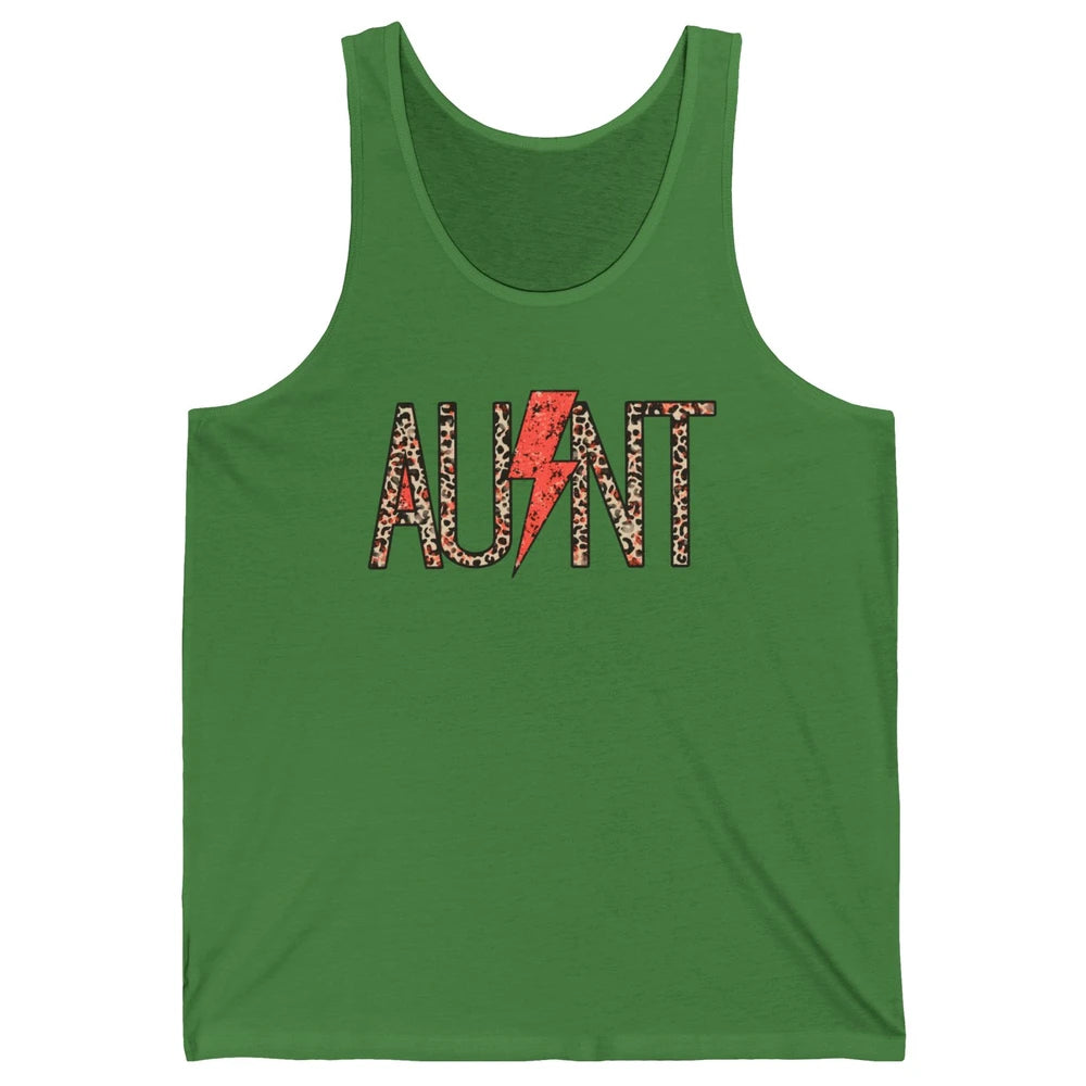 Retro Leopard Aunt Lightning Bolt Western Country Auntie Unisex Jersey Tank