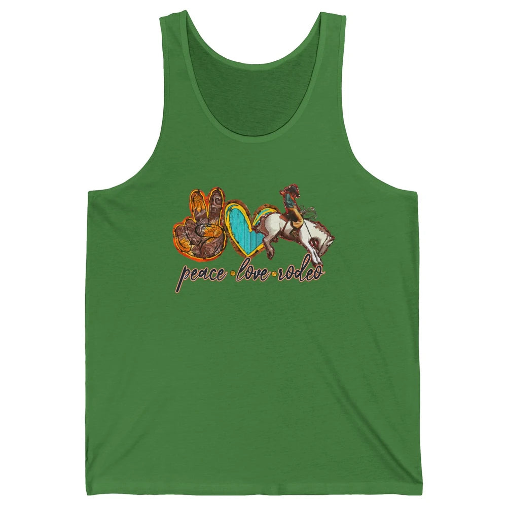 Retro Peace Love Rodeo Cowboy Boots Western Country Cowgirl Unisex Jersey Tank