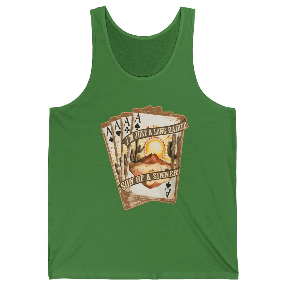 Retro Desert Sunset Long Haired Son Of Sinner Cards Western Unisex Jersey Tank