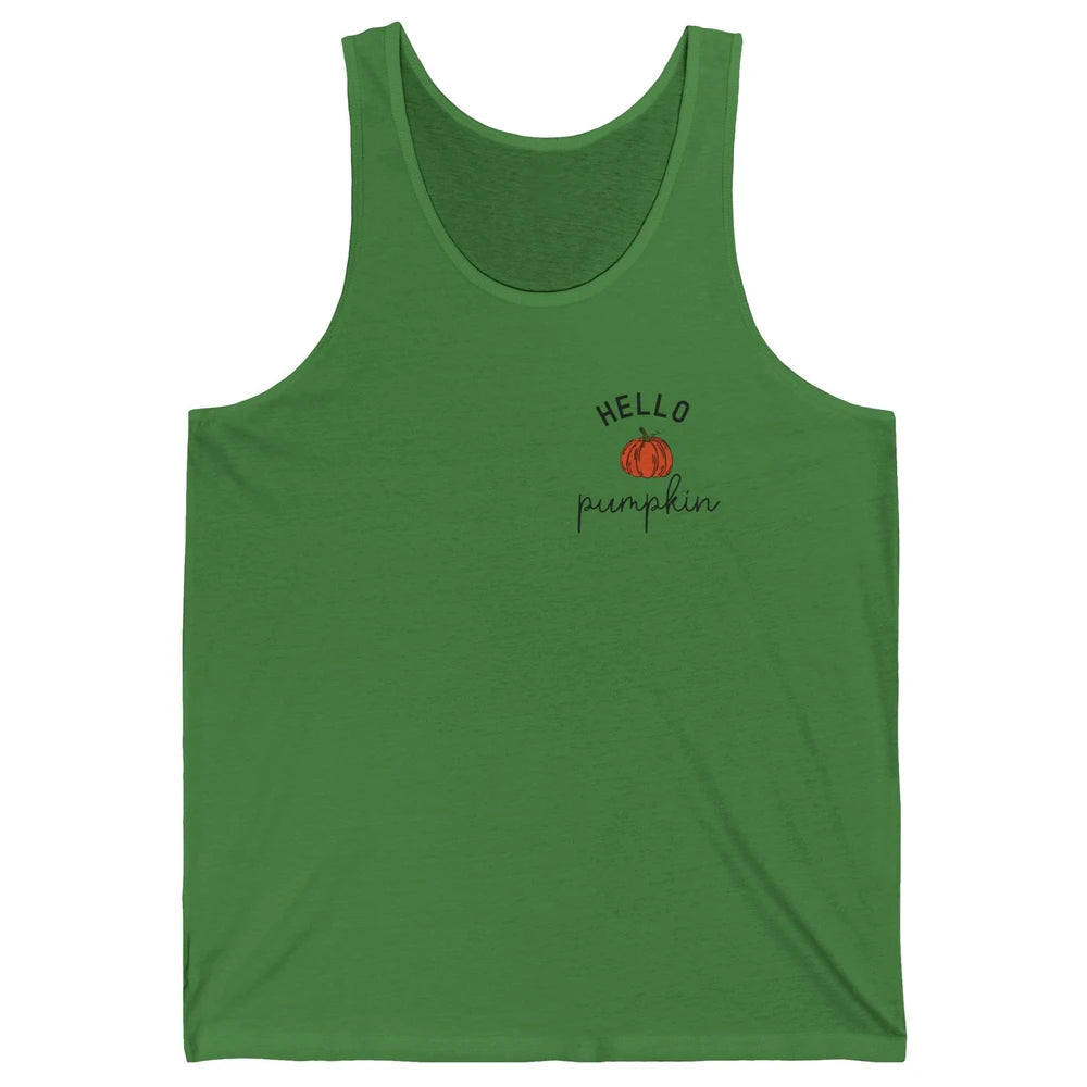 Pumpkin Halloween Hello Pumpkin Fall Thanksgiving Pocket Unisex Jersey Tank