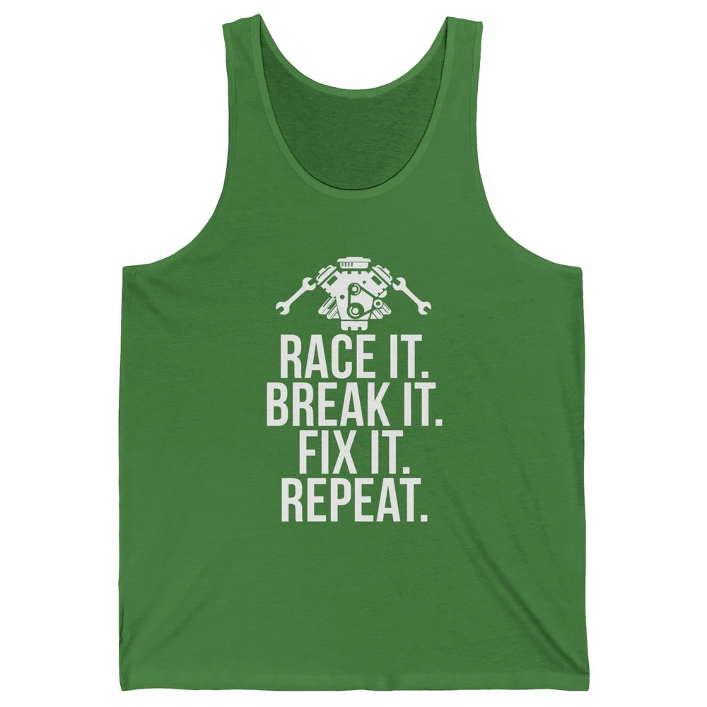 Race Break Fix It Dirt Racing Retro Sprint Car Speed Truck Unisex Jersey Tank