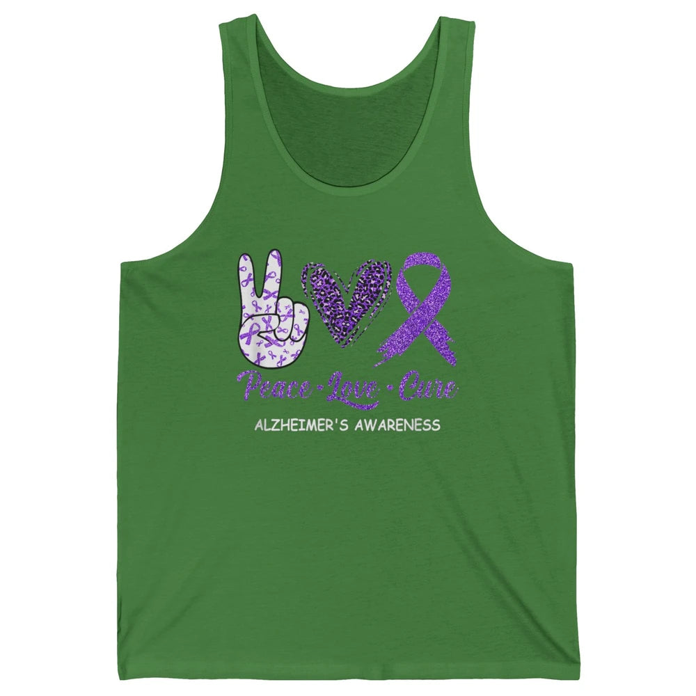 Peace Love Cure Purple Ribbon Alzheimer Disease Awareness Unisex Jersey Tank