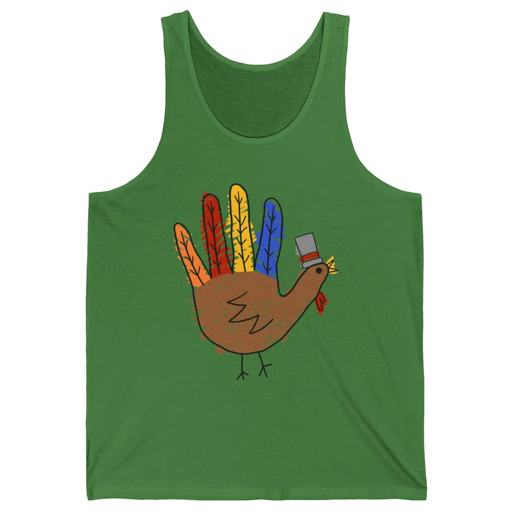 Thanksgiving Hand Turkey Funny Thanksgiving Teacher Thankful Unisex Jersey Tank