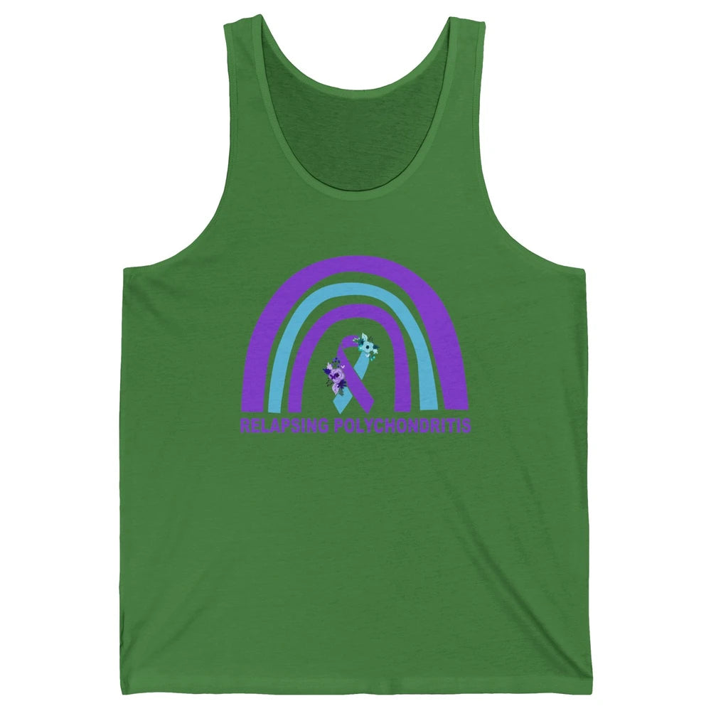 Relapsing Polychondritis Awareness Floral Blue Purple Ribbon Unisex Jersey Tank
