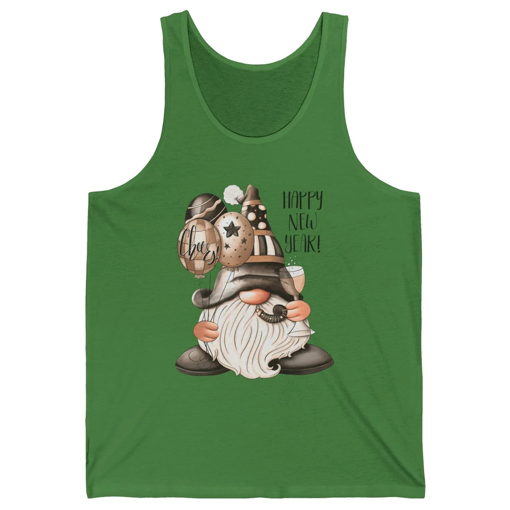 Happy New Year Gnome Champagne New Year Eve Cheer Gnomies Unisex Jersey Tank