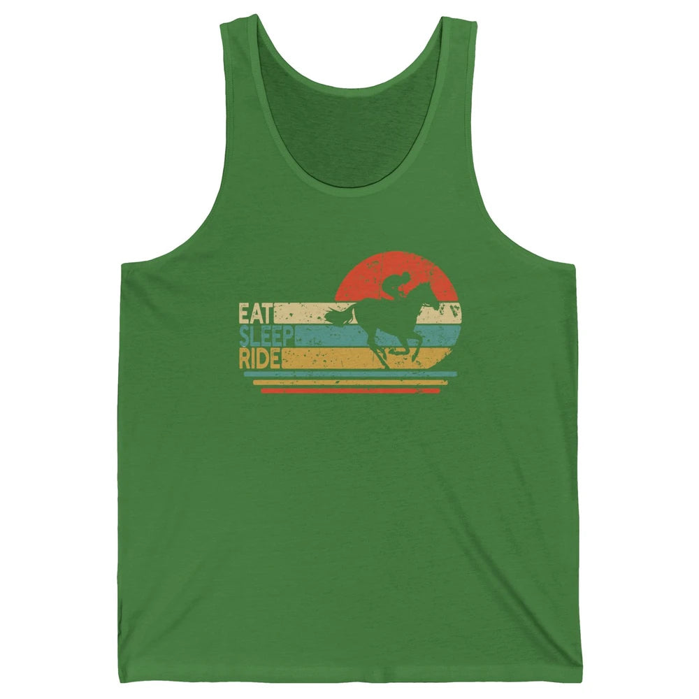 Retro Cowboy Riding Horse Eat Sleep Ride Western Cowgirl Unisex Jersey Tank