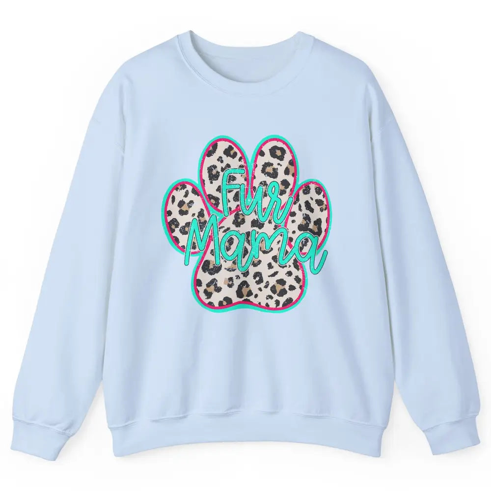 Retro Leopard Fur Mama Dog Paws Dog Mama Western Dog Mama Unisex Crewneck Sweatshirt