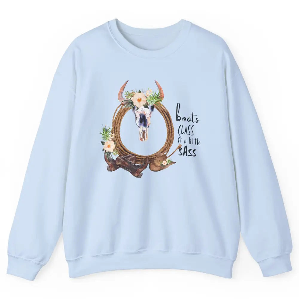 Retro Cowgirl Boots And Hat Boots Class A Little Sass Cowboy Unisex Crewneck Sweatshirt