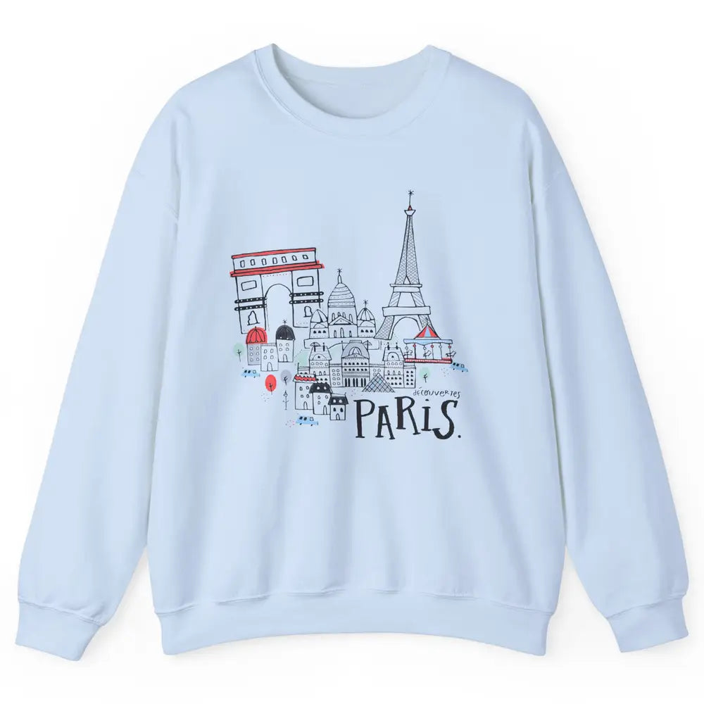 Paris Eiffel Tower Travel France Gift Paris Skyline Unisex Crewneck Sweatshirt