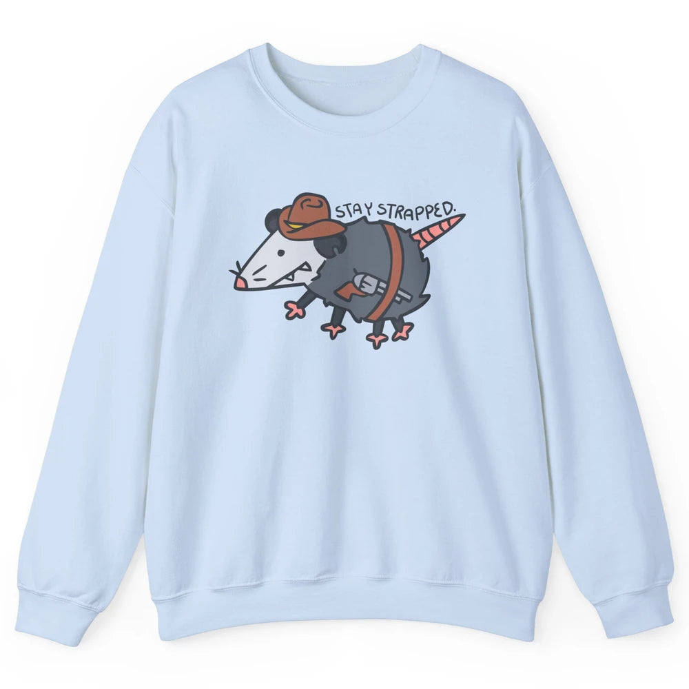 Retro Cowboy Opossum Stay Trapped Western Country Opossum Unisex Crewneck Sweatshirt