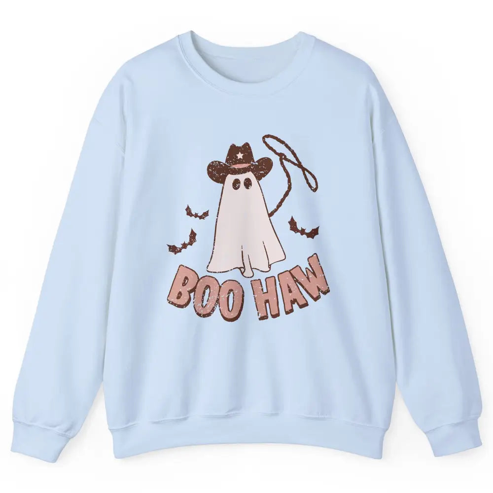 Retro Cowboo Boo Haw Ghost Fall Spooky Season Western Cowboy Unisex Crewneck Sweatshirt