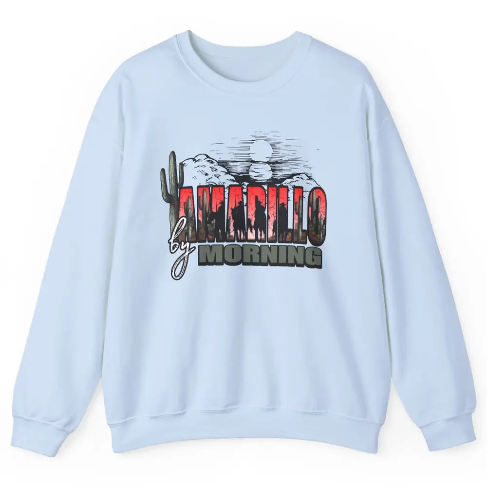 Retro Desert Sunset Amarillo By Morning Western Cowboy Unisex Crewneck Sweatshirt