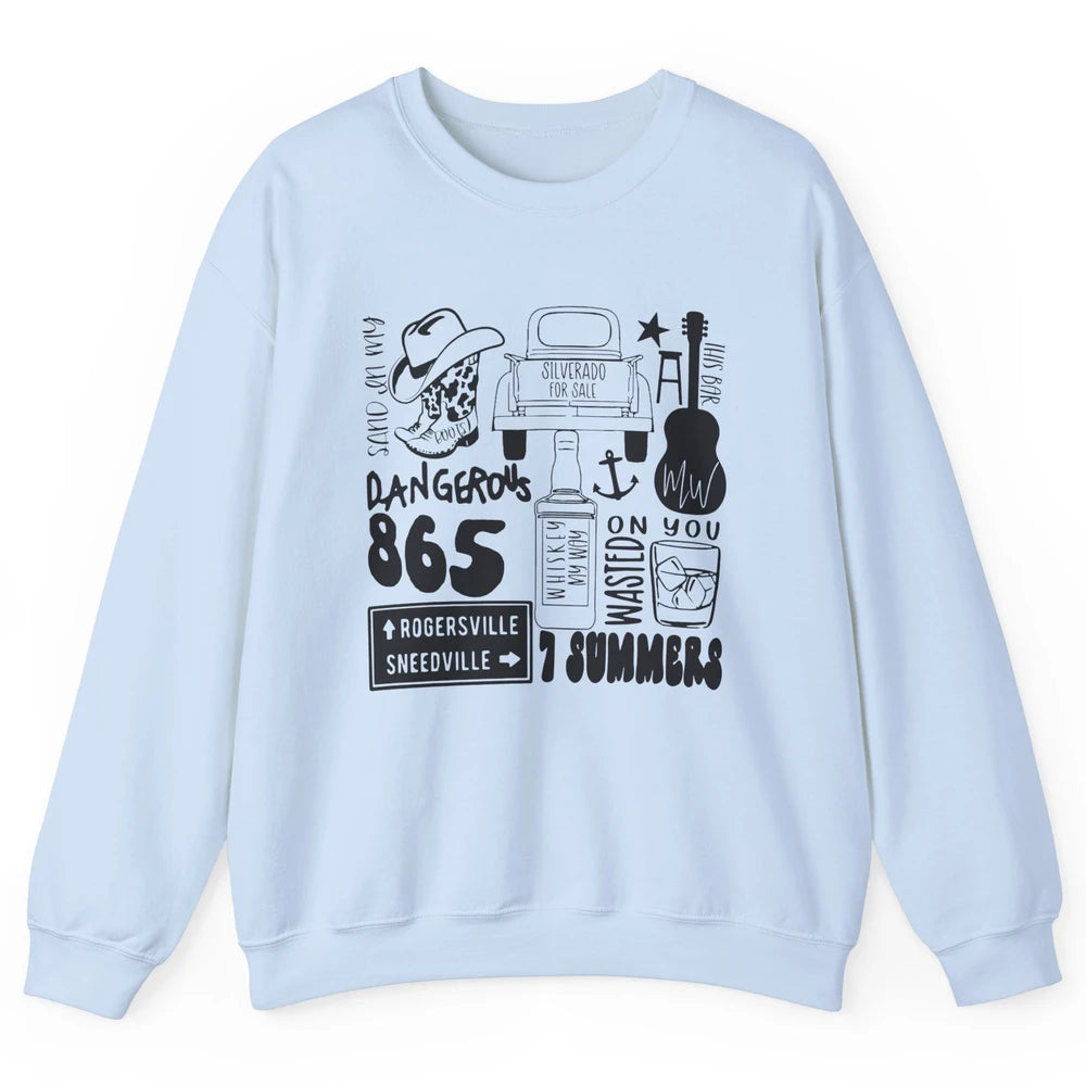 Retro Cowboy Boot Hat Sand In My Boots Western Country Music Unisex Crewneck Sweatshirt