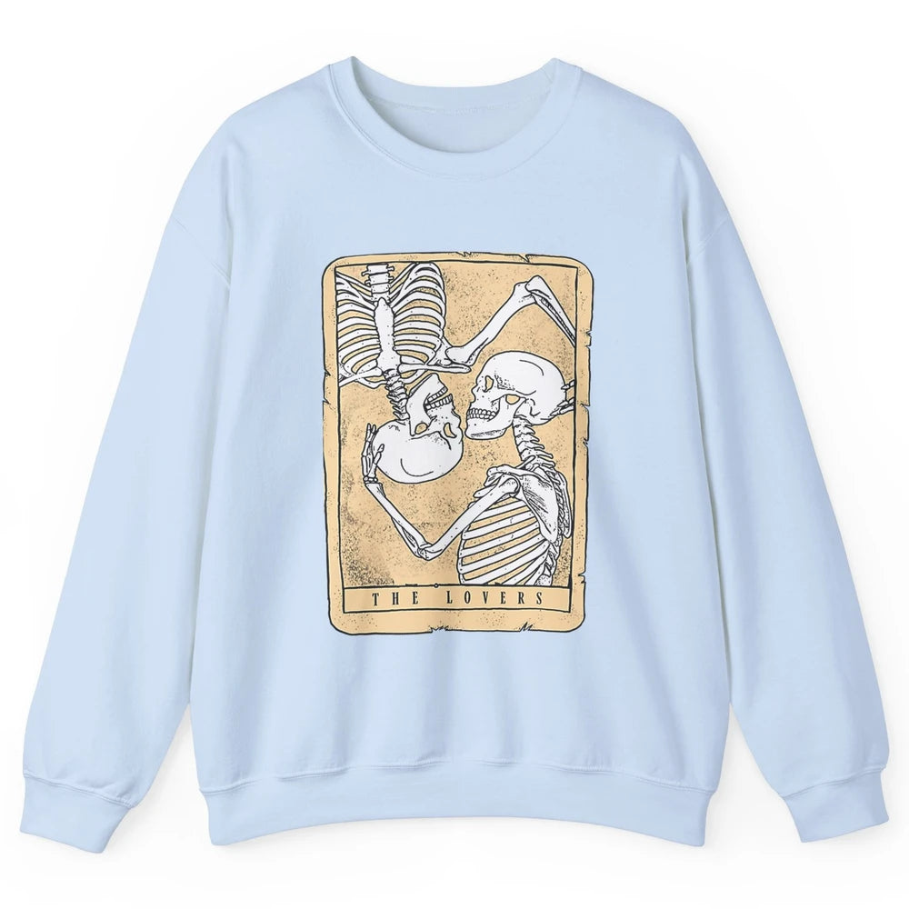 Tarot Card The Lovers Skeleton Couple Funny Skull Vintage Astrology Gothic Happy Valentine's Day Unisex Crewneck Sweatshirt