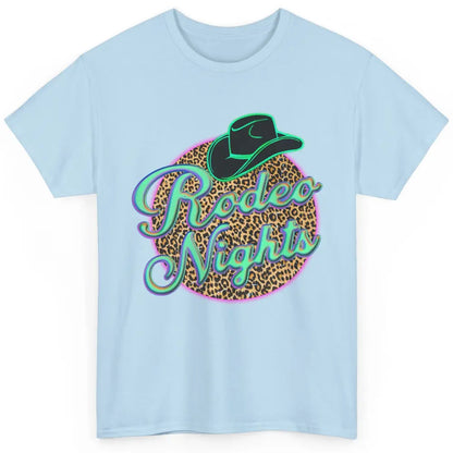 Retro Leopard Cowboy Hat Rodeo Night Western Country Cowgirl Classic Unisex T-Shirt