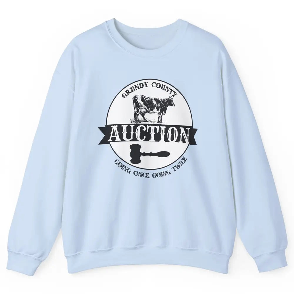 Retro Cow Cattle Grundy County Auction Western Country Farm Unisex Crewneck Sweatshirt