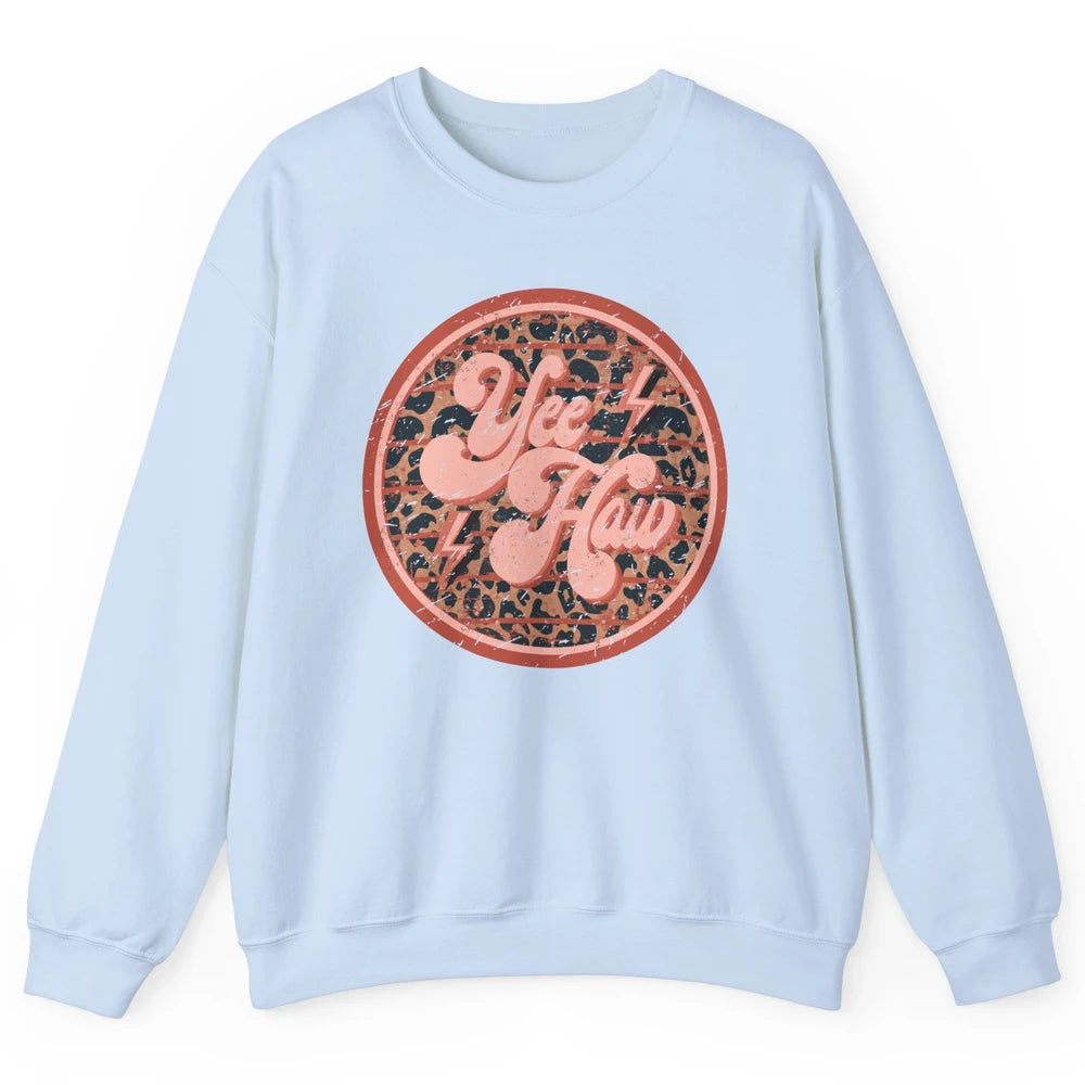 Retro Cowboy Yeehaw Leopard Western Country Cowgirls Horse Unisex Crewneck Sweatshirt