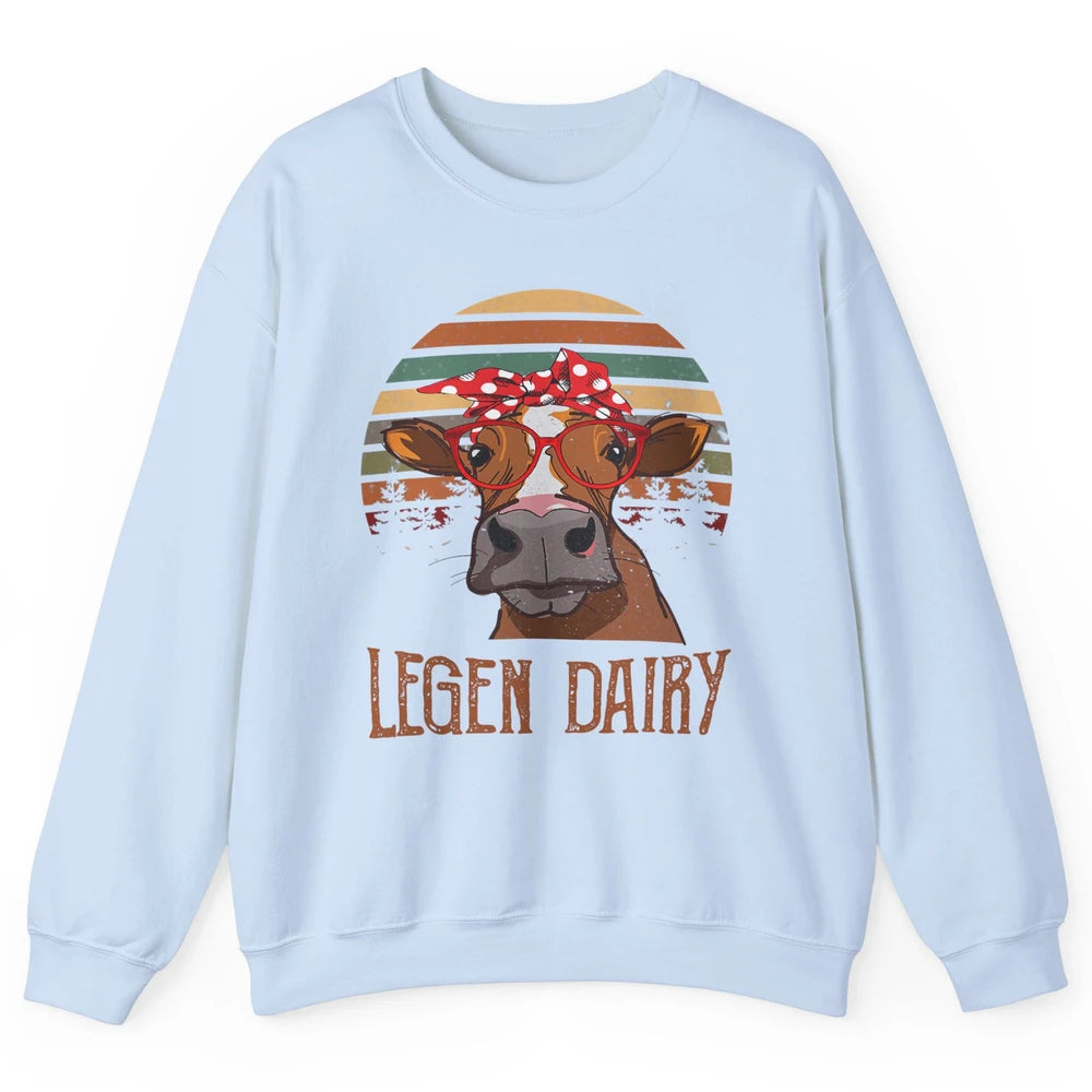 Retro Funny Highland Cow Legend Dairy Heifer Farm Animal Unisex Crewneck Sweatshirt
