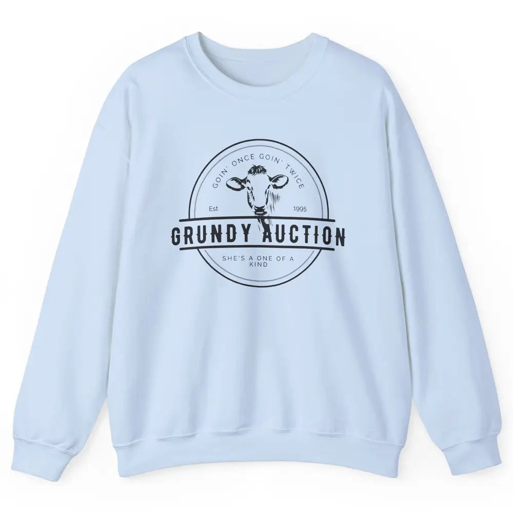 Retro Cow Cattle Grundy County Auction Western Country Farm Unisex Crewneck Sweatshirt