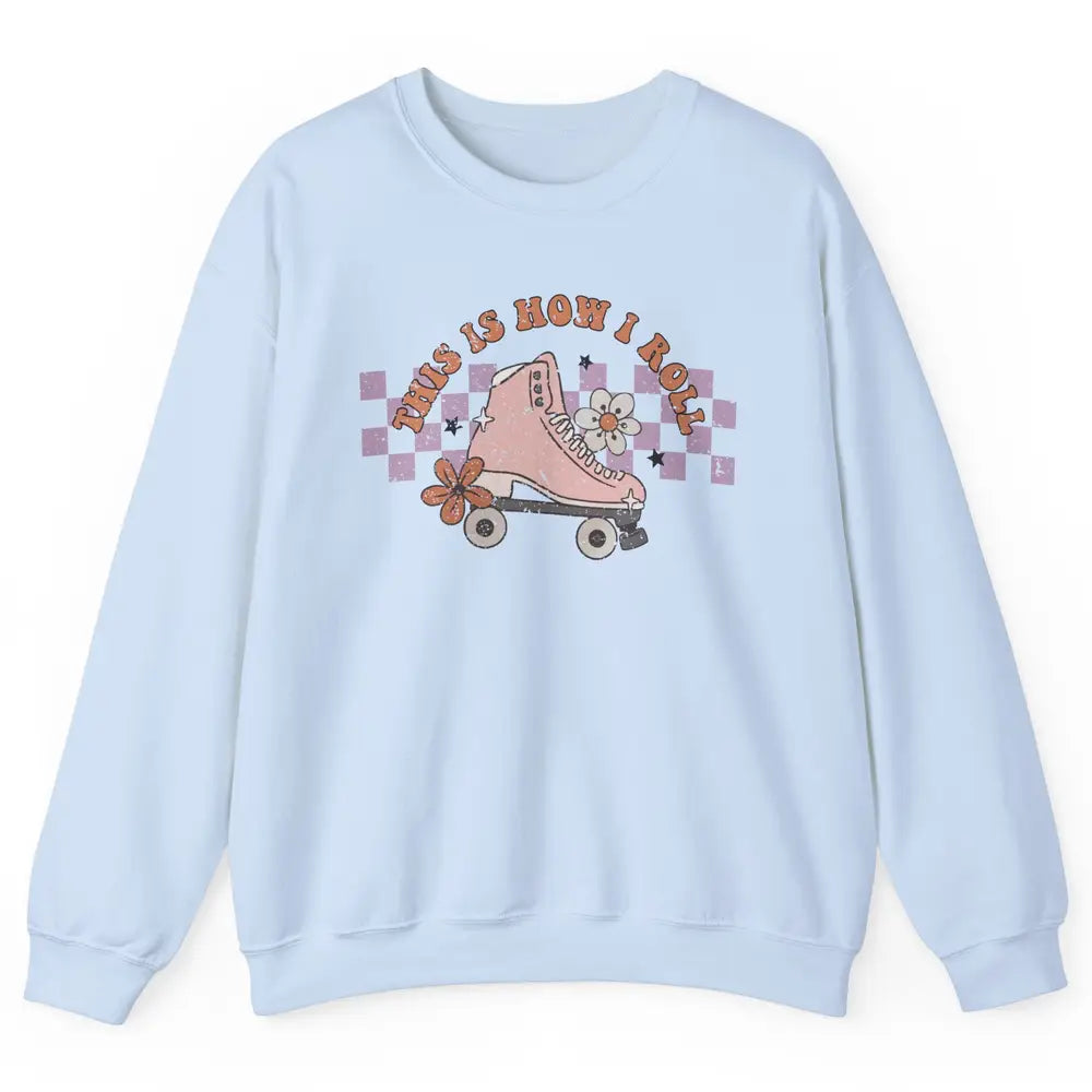 Retro Boho Roller Skate Groovy Daisy Skateboard Skater Gift Unisex Crewneck Sweatshirt