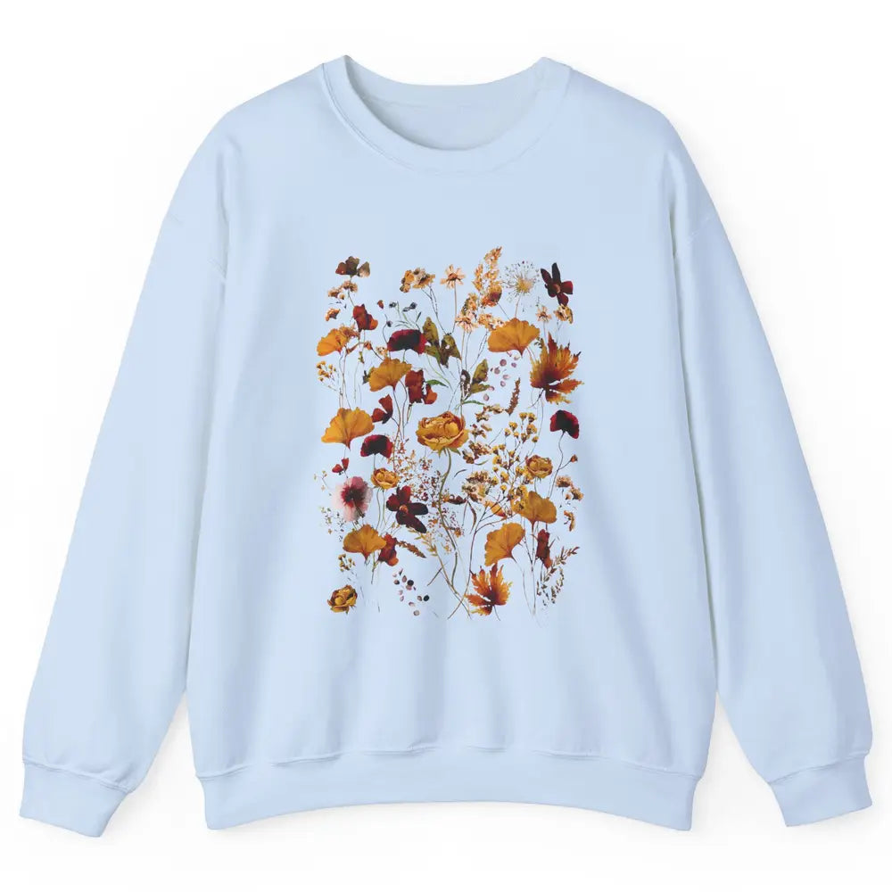 Pressed Flowers Plant Botanical Garden Wildflower Vintage Unisex Crewneck Sweatshirt