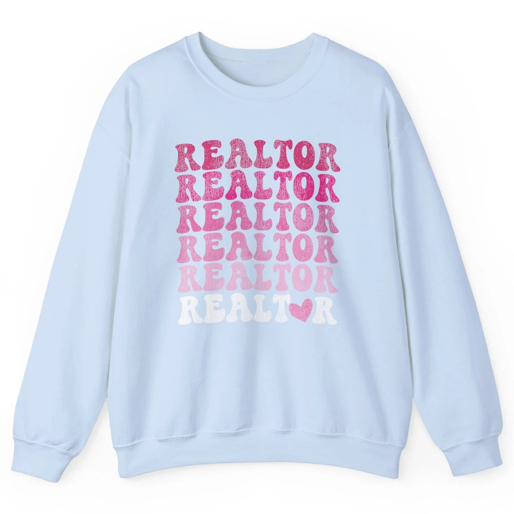 Real Estate Heart Wife Life Pink Realtor Women Close Deal Unisex Crewneck Sweatshirt