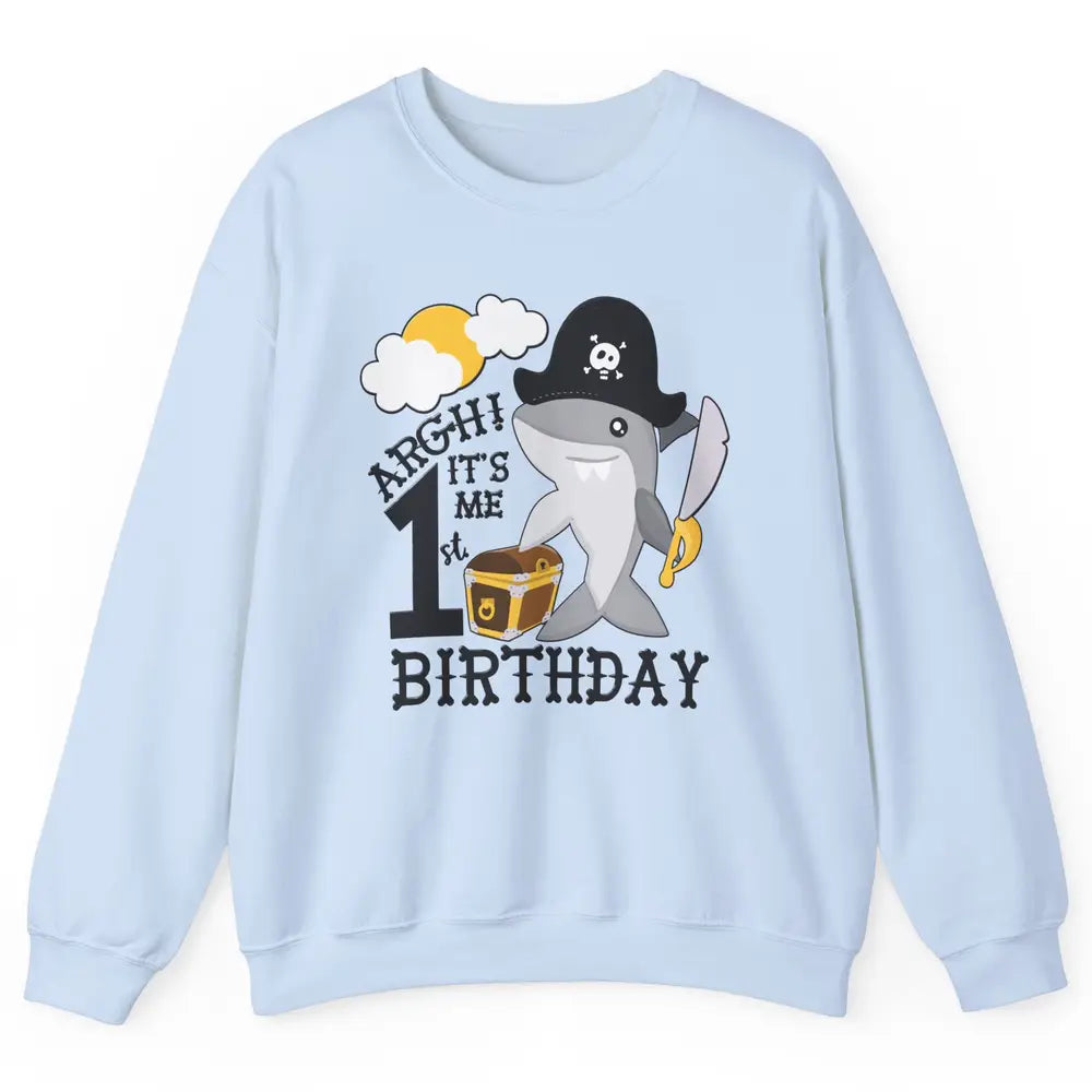 Pirate Shark 1st Birthday Party 1st Birthday Boy Girl Gift Unisex Crewneck Sweatshirt