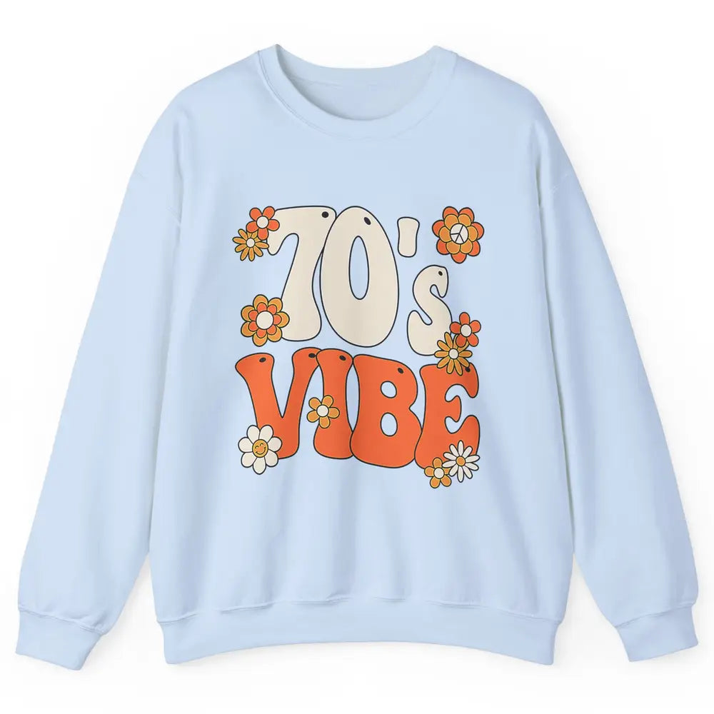 Retro 70s Vibe Groovy Smile Daisy Hippie Positive 1970 Party Unisex Crewneck Sweatshirt