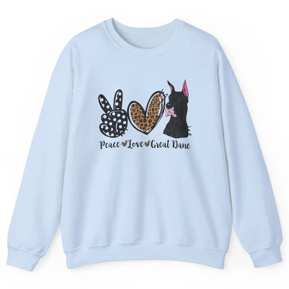 Peace Love Great Dane Dog Mom Dad Great Dane Lovers Leopard Unisex Crewneck Sweatshirt