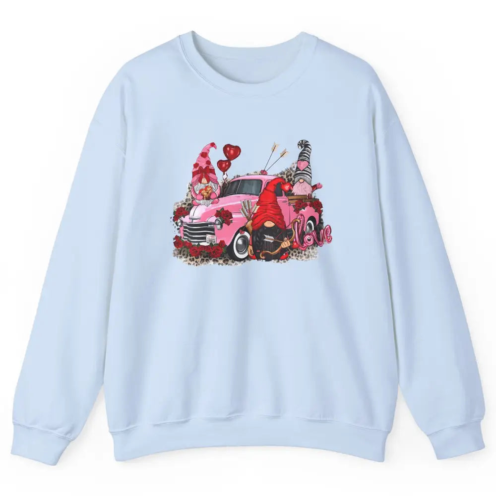 Pink Gnomes Truck Valentines Loads Of Love Western Valentine Unisex Crewneck Sweatshirt
