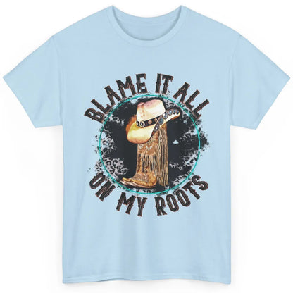 Retro Leopard Cowboy Boots Blame It On My Roots Western Girl Classic Unisex T-Shirt