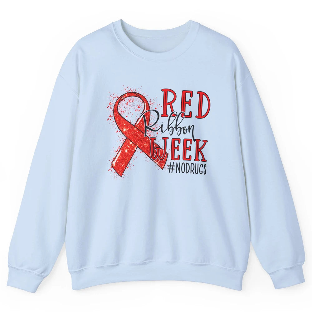 October Red Ribbon Week Awareness No Drugs Drug Free Unisex Crewneck Sweatshirt