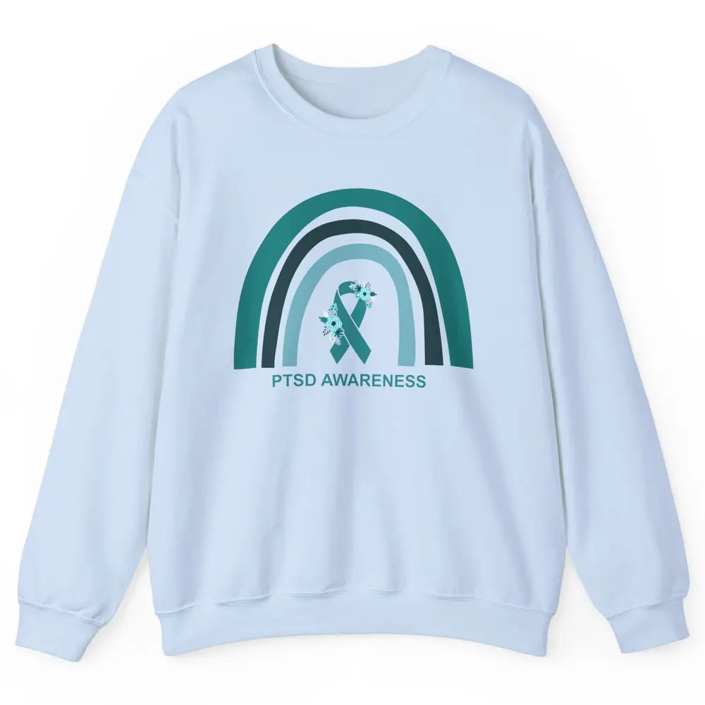 Post-traumatic Stress Disorder Awareness PTSD Teal Ribbon Unisex Crewneck Sweatshirt